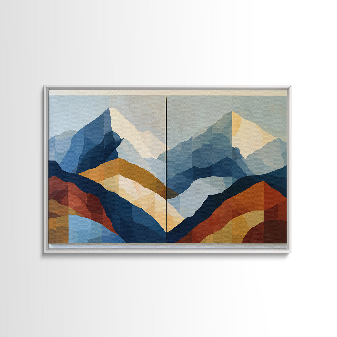 Mountain Landscape in Vibrating Color Bands Canvas Print, Expressionist Art, Unique Wall Art, Living Room Decor, Expression, EXP-3x2-1