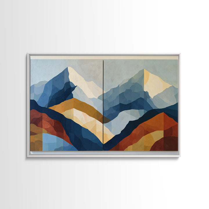 Mountain Landscape in Vibrating Color Bands Canvas Print, Expressionist Art, Unique Wall Art, Living Room Decor, Expression, EXP-3x2-1
