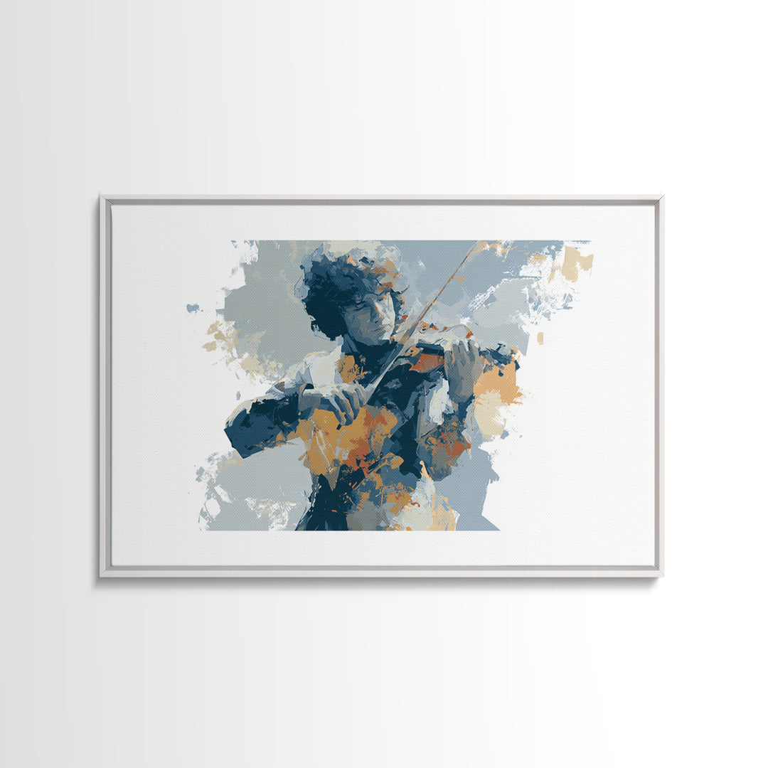 Violinist Painted in Electric Brush Marks Canvas Print, Expressionist Art, Modern Art, Living Room Decor, Fine Art, Expression, EXP-3x2-17