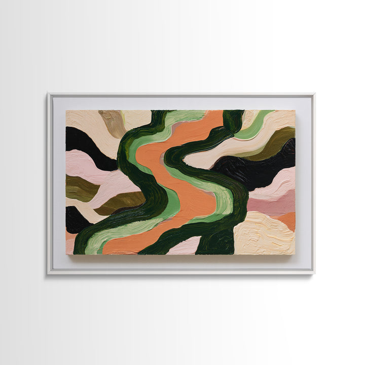 Garden Path with Thick Green and Orange Canvas Print, Expressionist Art, Canvas Art, Living Room Decor, Expression, EXP-3x2-18