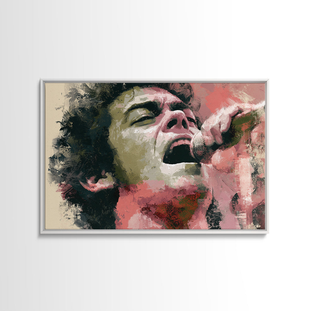Portrait of a Singer Framed Canvas Print, Expressionist Art, Blue Wall Art, Living Room Decor, Expression, Luxury Decor, EXP-3x2-24