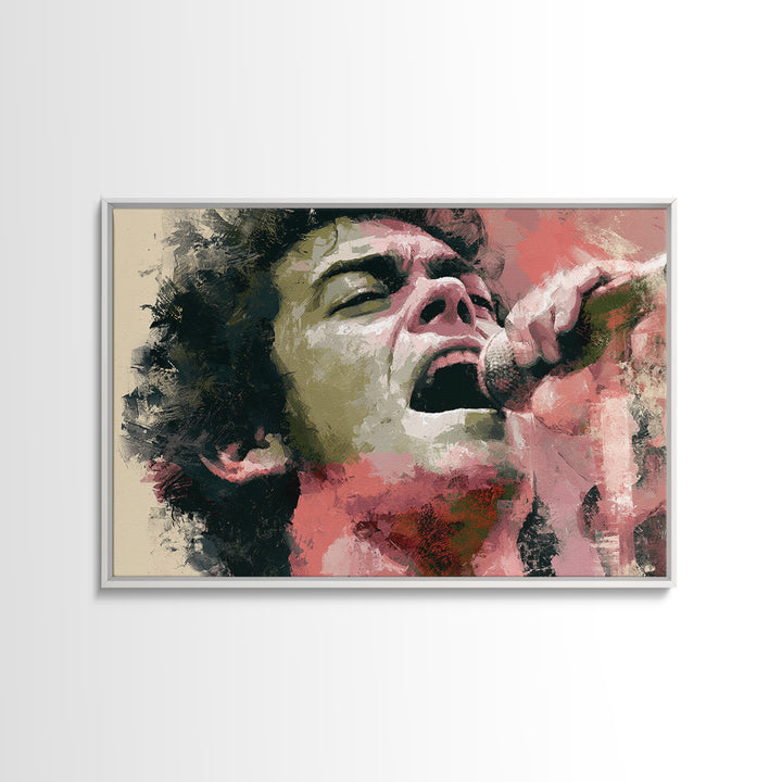 Portrait of a Singer Framed Canvas Print, Expressionist Art, Blue Wall Art, Living Room Decor, Expression, Luxury Decor, EXP-3x2-24