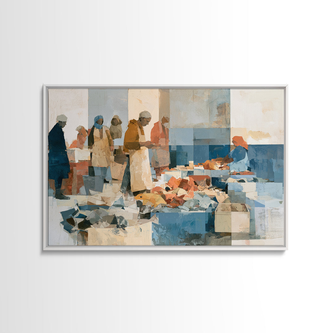 Fish Market Scene Canvas Print, Expressionist Art, Living Room Decor, Abstract Art, Expression, Downloadable Prints, EXP-3x2-26