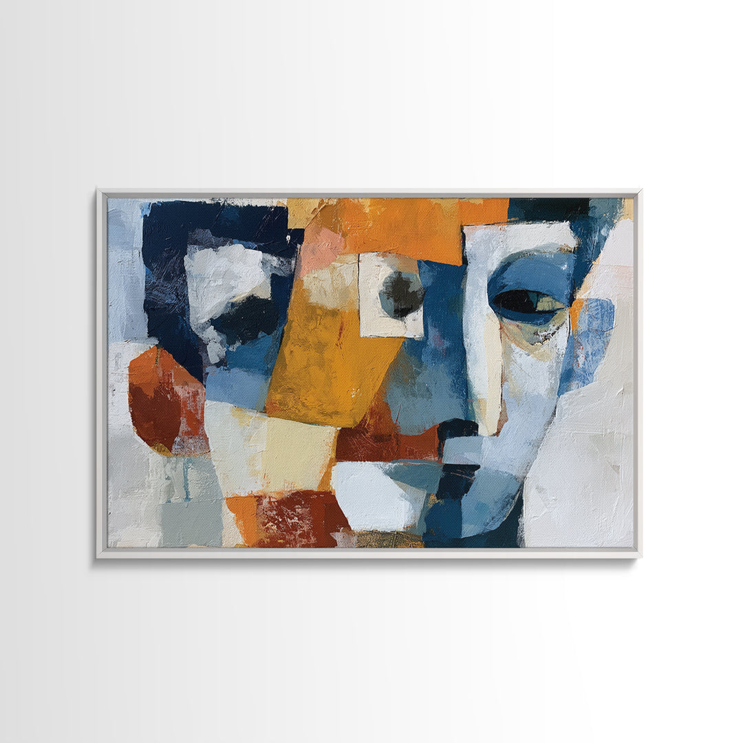 Abstract Face Split by Contrasting Emotions Canvas Print, Expressionist Art, Contemporary Art, Living Room Decor, Expression, EXP-3x2-39