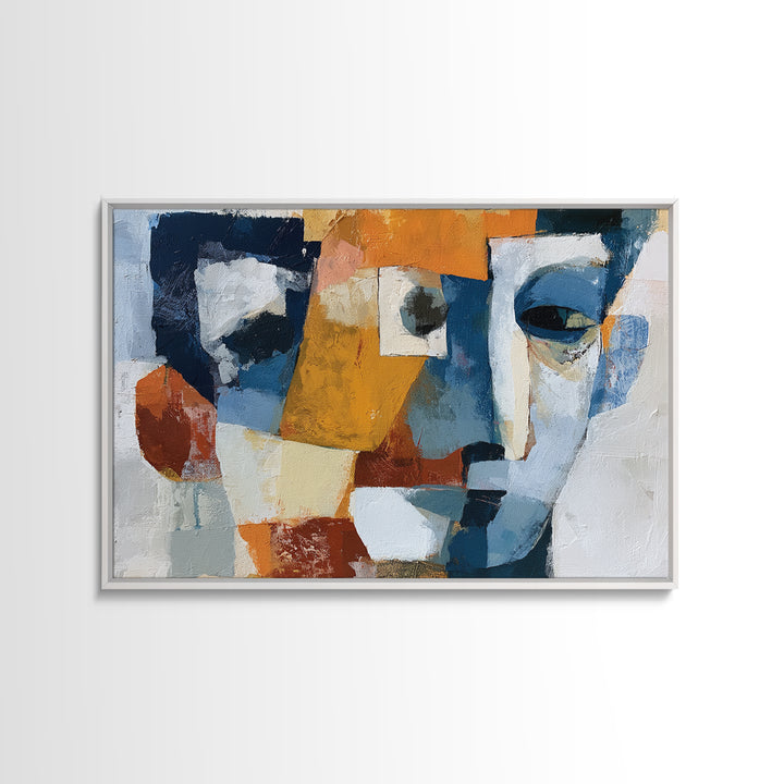 Abstract Face Split by Contrasting Emotions Canvas Print, Expressionist Art, Contemporary Art, Living Room Decor, Expression, EXP-3x2-39