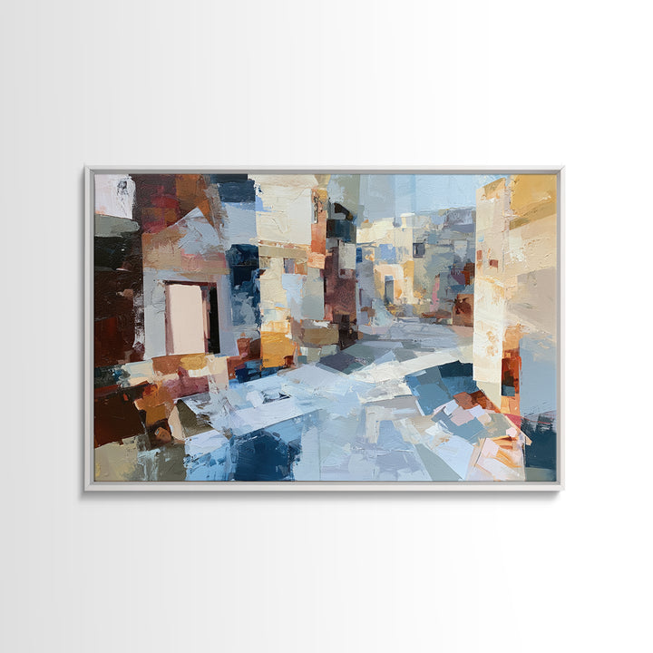 Distorted City Street Framed Canvas Print, Expressionist Art, Minimalist Wall Art, Living Room Decor, Fine Art, Expression, EXP-3x2-5