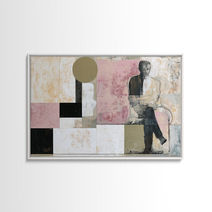 Seated Figure with Raw Gestural Outlines Framed Canvas Print, Expressionist Art, Digital Art, Living Room Decor, Expression, EXP-3x2-59