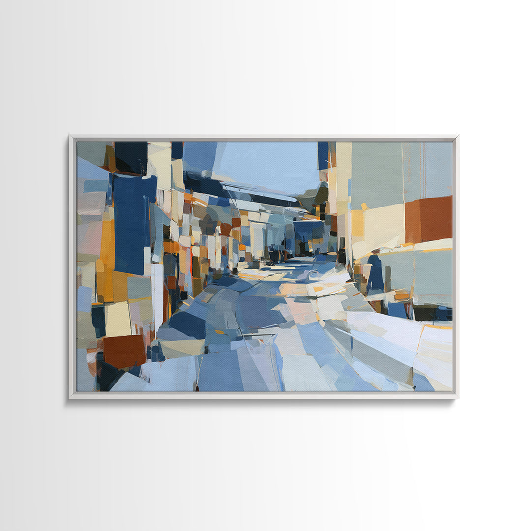 Distorted City Street Framed Canvas Print, Expressionist Art, Room Decor, Living Room Decor, Fine Art, Expression, EXP-3x2-77