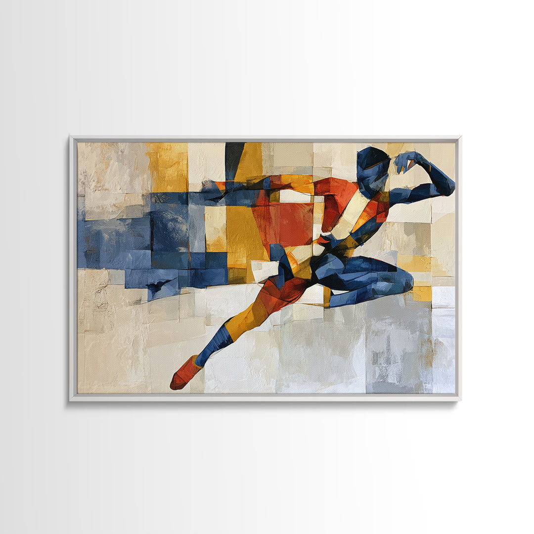 Dancer Figure Fractured into Vibrant Movement Canvas Print, Expressionist Art, Home Decor, Living Room Decor, Expression, EXP-3x2-80