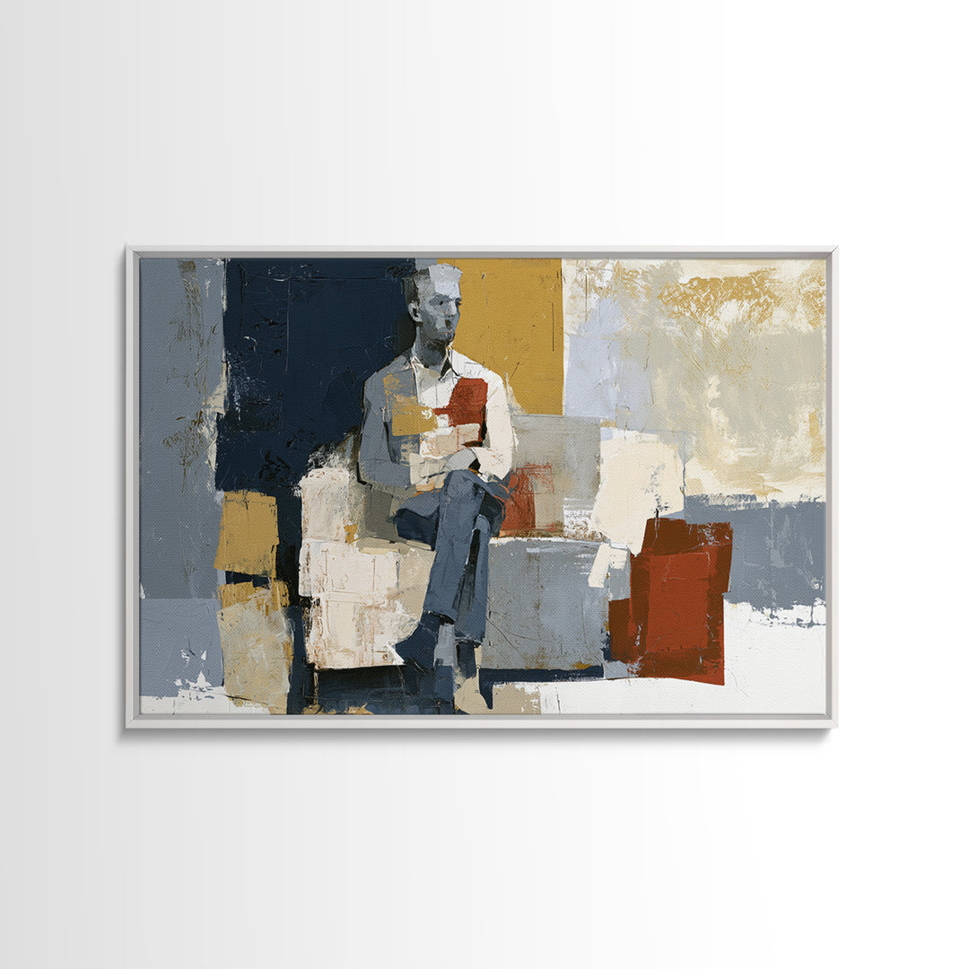Seated Figure with Raw Gestural Outlines Canvas Print, Expressionist Art, Abstract Art, Living Room Decor, Fine Art, Expression, EXP-3x2-83