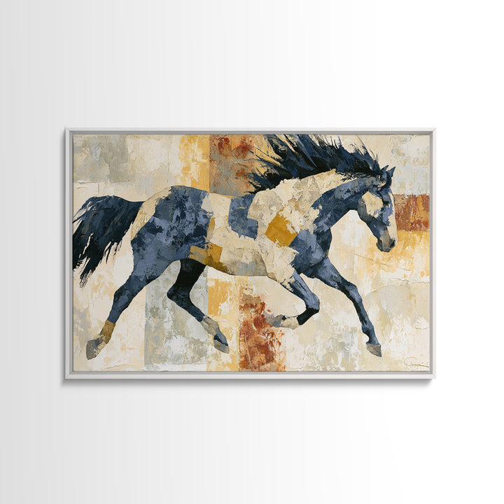 Expressionist Horse in Motion with Wild Mane Framed Canvas Print, Expressionist Art, Modern Art, Living Room Decor, Expression, EXP-3x2-86