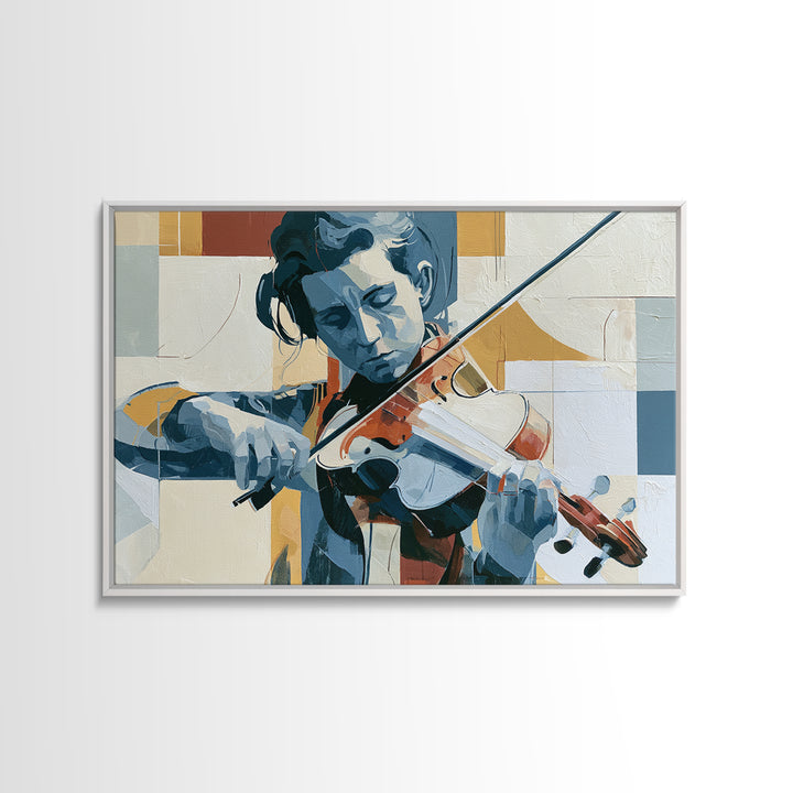 Violinist Painted in Electric Brush Marks Canvas Print, Expressionist Art, Boho Decor, Living Room Decor, Oil Painting, EXP-3x2-89