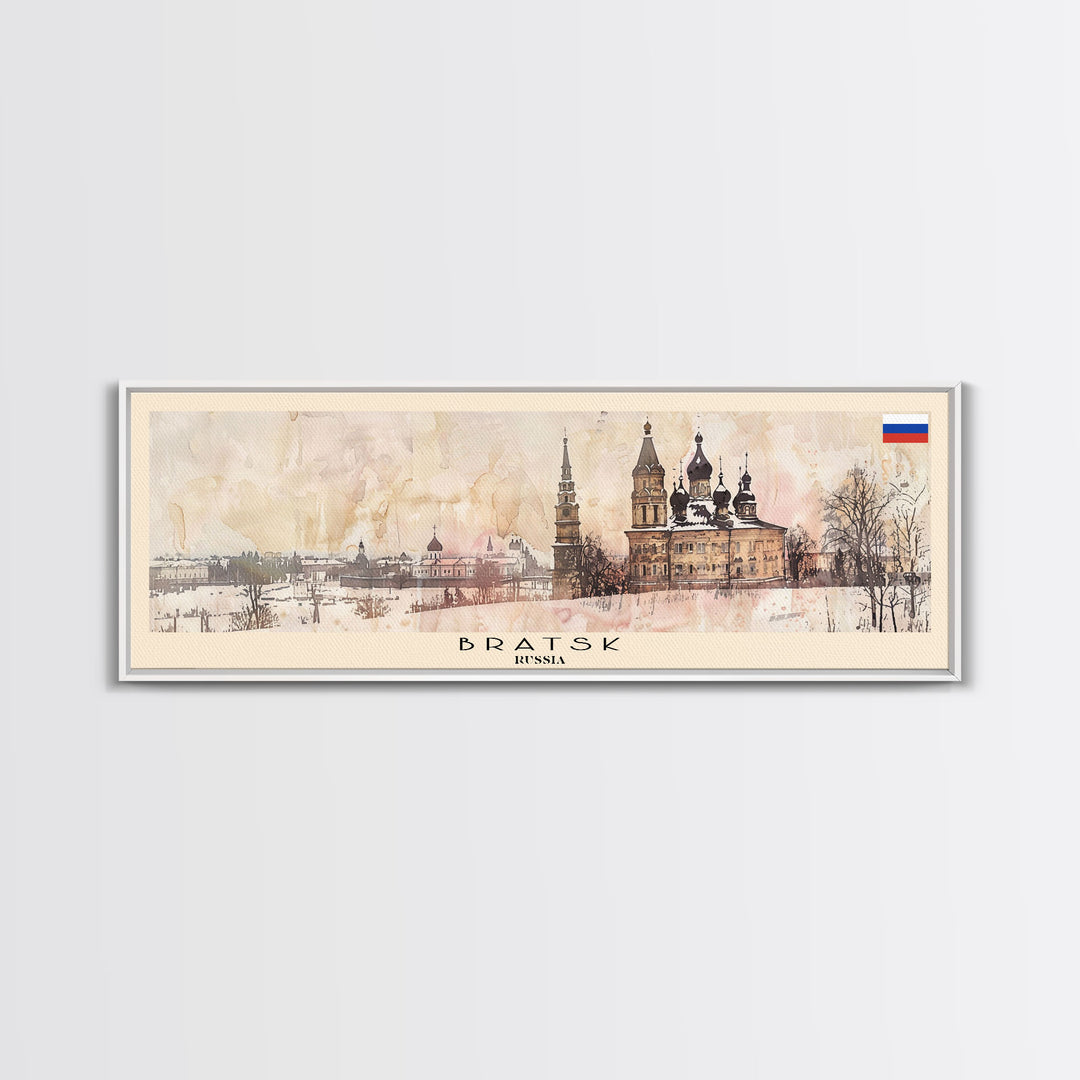 Bratsk Russia Travel Print Wall Art, Panoramic City Art, Travel Art, Wall Decor, Vacation Gift, Framed Canvas Print Or Metal Art