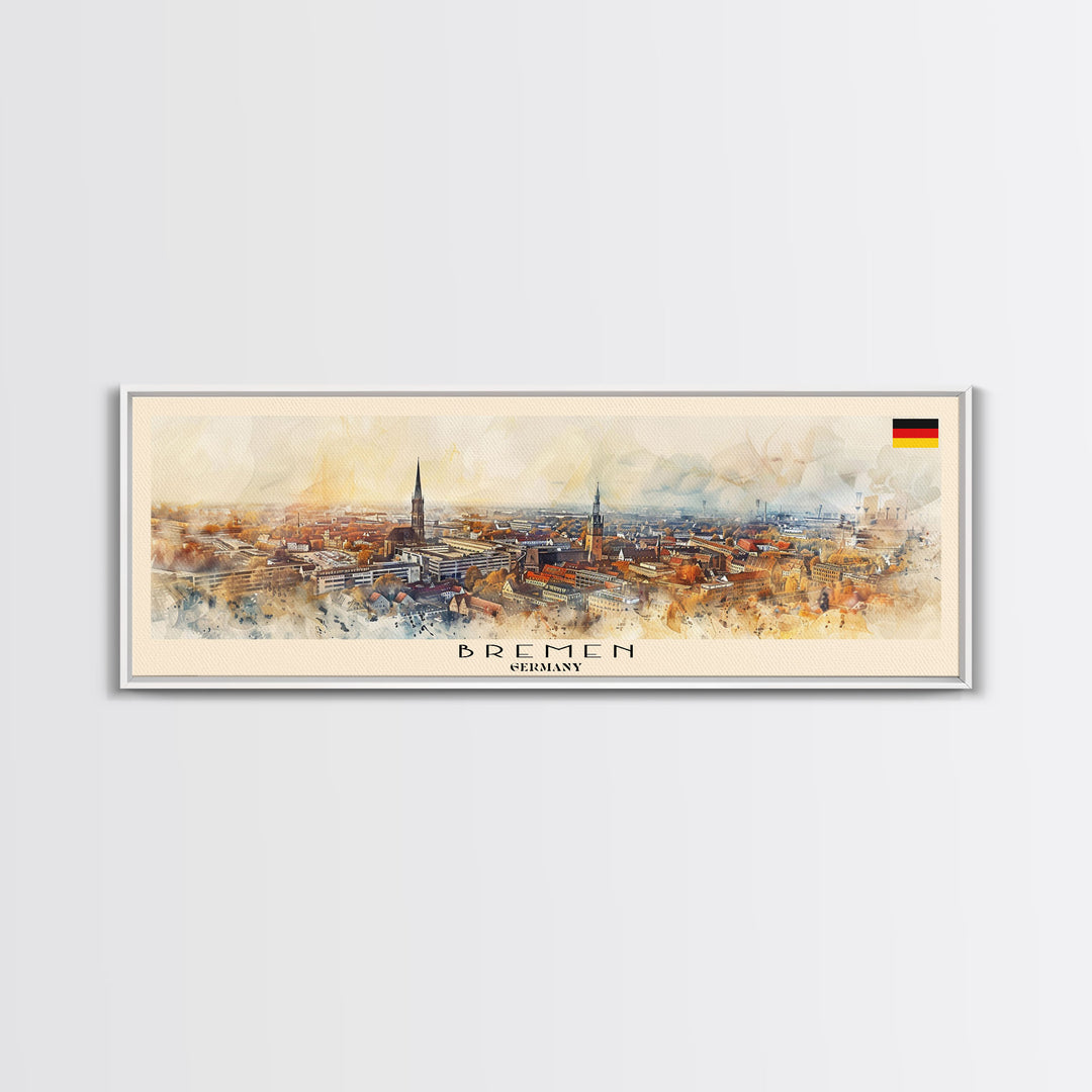 Bremen Germany Wall Art, Panoramic Travel Poster, Panoramic Framed Canvas Print, City Wall Art, Wall Hanging Home Decor, Travel Art
