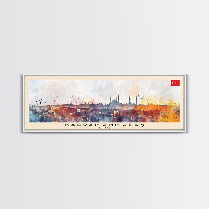Kahramanmaras Turkey Panoramic Travel Poster, Framed Canvas Print or Metal Wall Art, Travel Art, Home Decor, Panoramic Painting, Midcentury Art