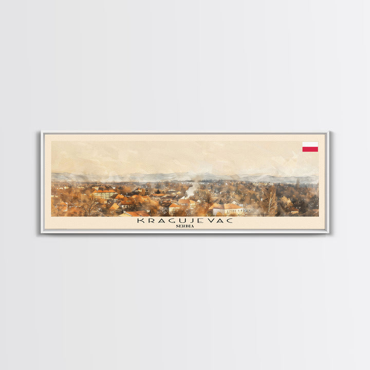 Kragujevac Serbia Travel Print Wall Art, Panoramic City Art, Travel Art, Wall Decor, Vacation Gift, Framed Canvas Print Or Metal Art