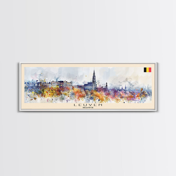 Leuven Belgium Wall Art, Panoramic Travel Poster, Panoramic Framed Canvas Print, City Wall Art, Wall Hanging Home Decor, Travel Art