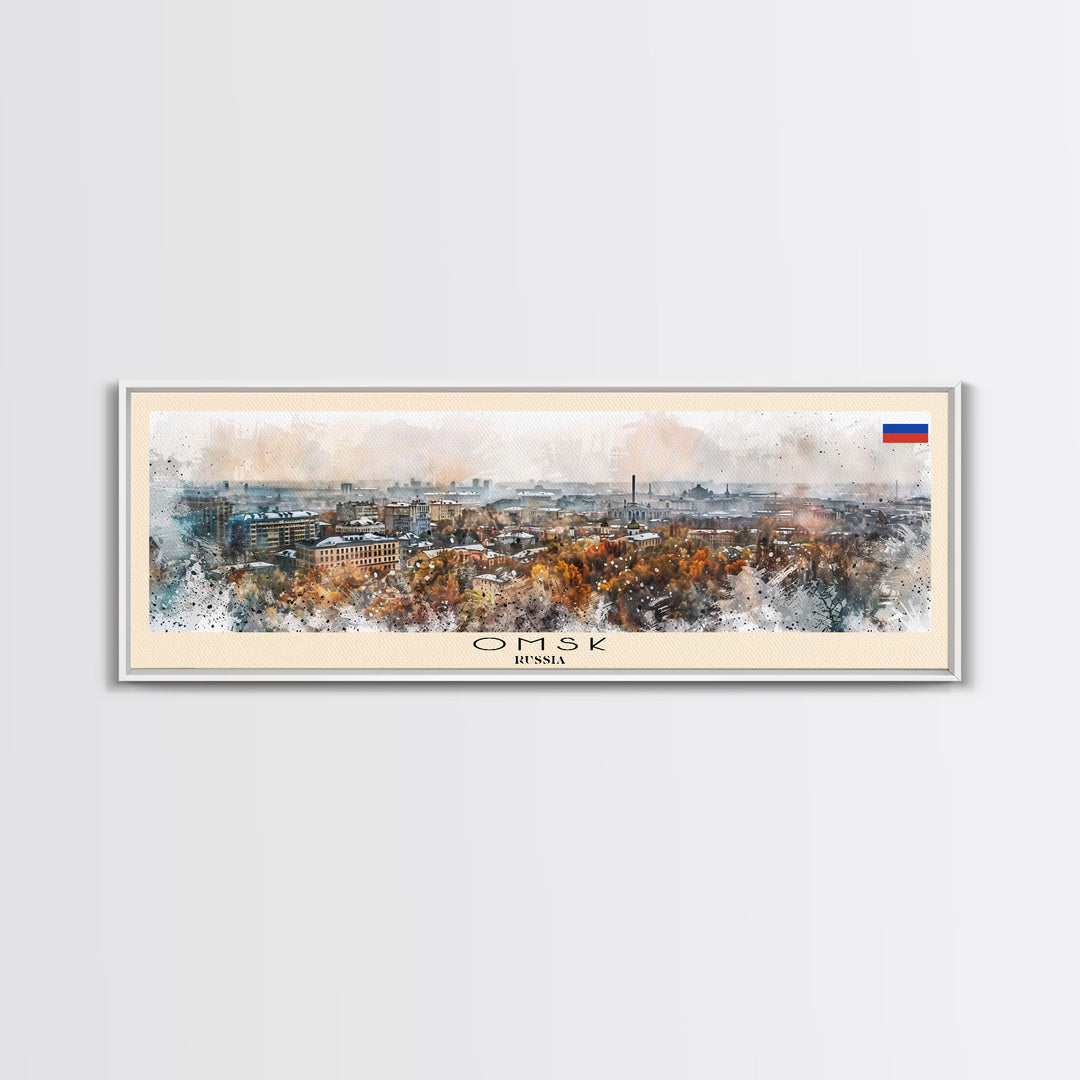 Omsk Russia Wall Art, Panoramic Travel Poster, Panoramic Framed Canvas Print, City Wall Art, Wall Hanging Home Decor, Travel Art