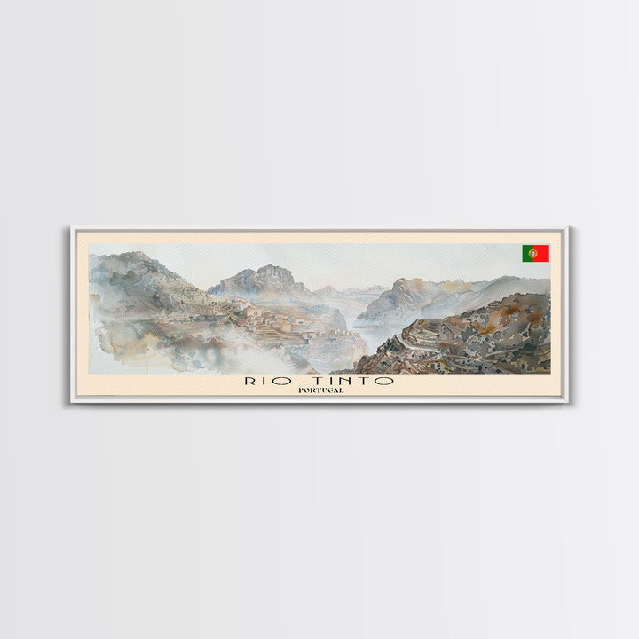 Rio Tinto Panoramic Travel Poster, Framed Canvas Print or Metal Wall Art, Travel Art, Home Decor, Panoramic Painting, Midcentury Art