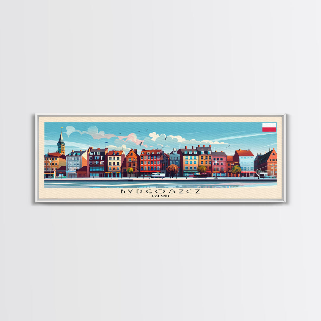 Bydgoszcz Poland Travel Art, City Art, Framed Canvas Print or Metal Wall Art, Europe Travel Poster, Panoramic Wall Art, Extra Wide Wall Art