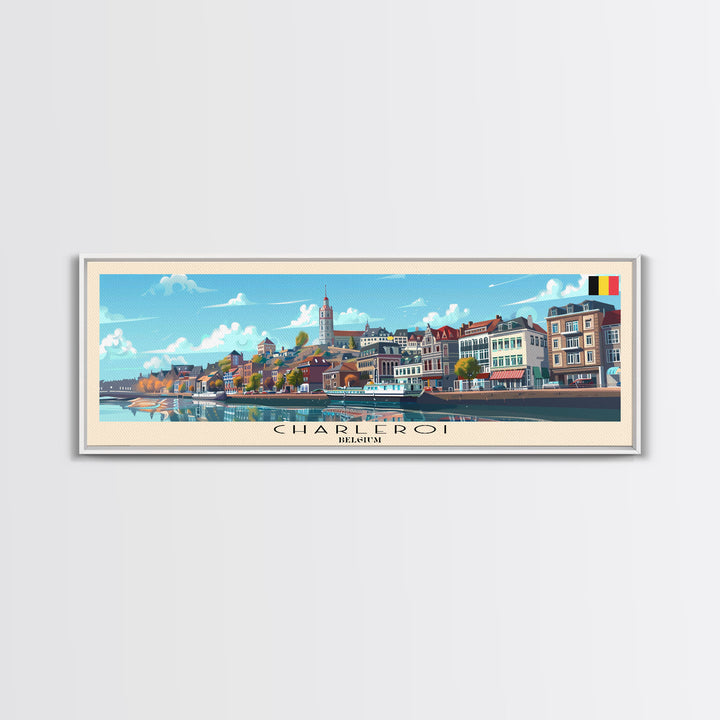 Charleroi Belgium Travel Print Wall Art, Panoramic City Art, Travel Art, Wall Decor, Vacation Gift, Framed Canvas Print Or Metal Art