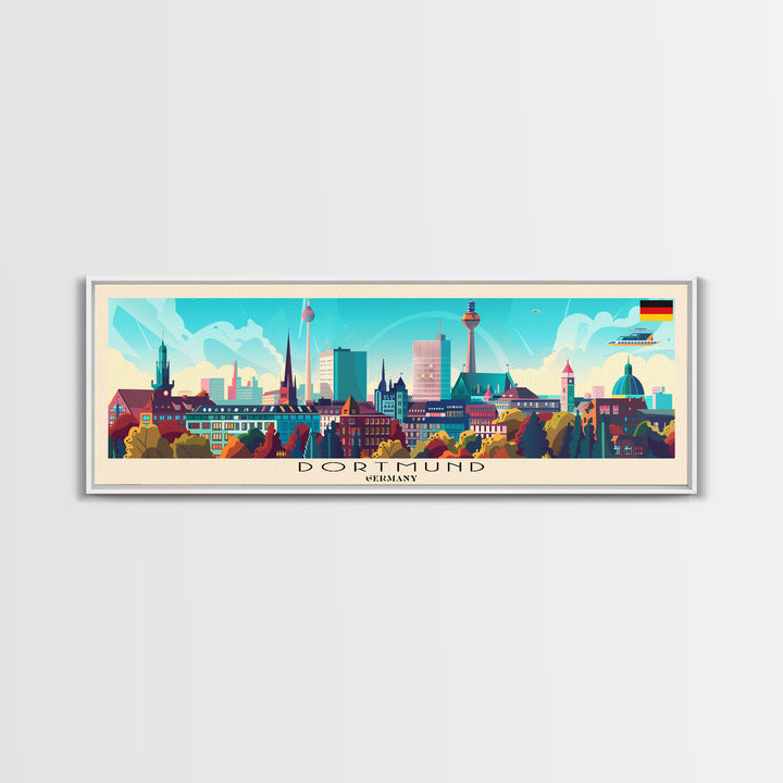 Dortmund Germany Wall Art, Panoramic Travel Poster, Panoramic Framed Canvas Print, City Wall Art, Wall Hanging Home Decor, Travel Art