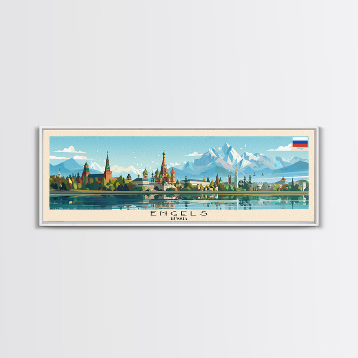 Engels Russia Panoramic Travel Poster, Framed Canvas Print or Metal Wall Art, Travel Art, Home Decor, Panoramic Painting, Midcentury Art