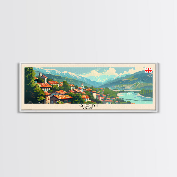 Gori Georgia Travel Print Wall Art, Panoramic City Art, Travel Art, Wall Decor, Vacation Gift, Framed Canvas Print Or Metal Art
