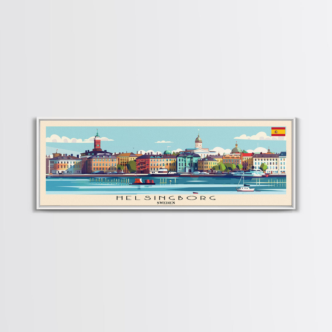 Helsingborg Sweden Travel Print Wall Art, Panoramic City Art, Travel Art, Wall Decor, Vacation Gift, Framed Canvas Print Or Metal Art