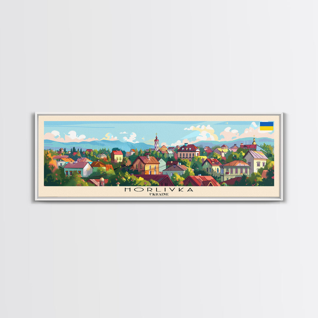 Horlivka Ukraine Wall Art, Panoramic Travel Poster, Panoramic Framed Canvas Print, City Wall Art, Wall Hanging Home Decor, Travel Art