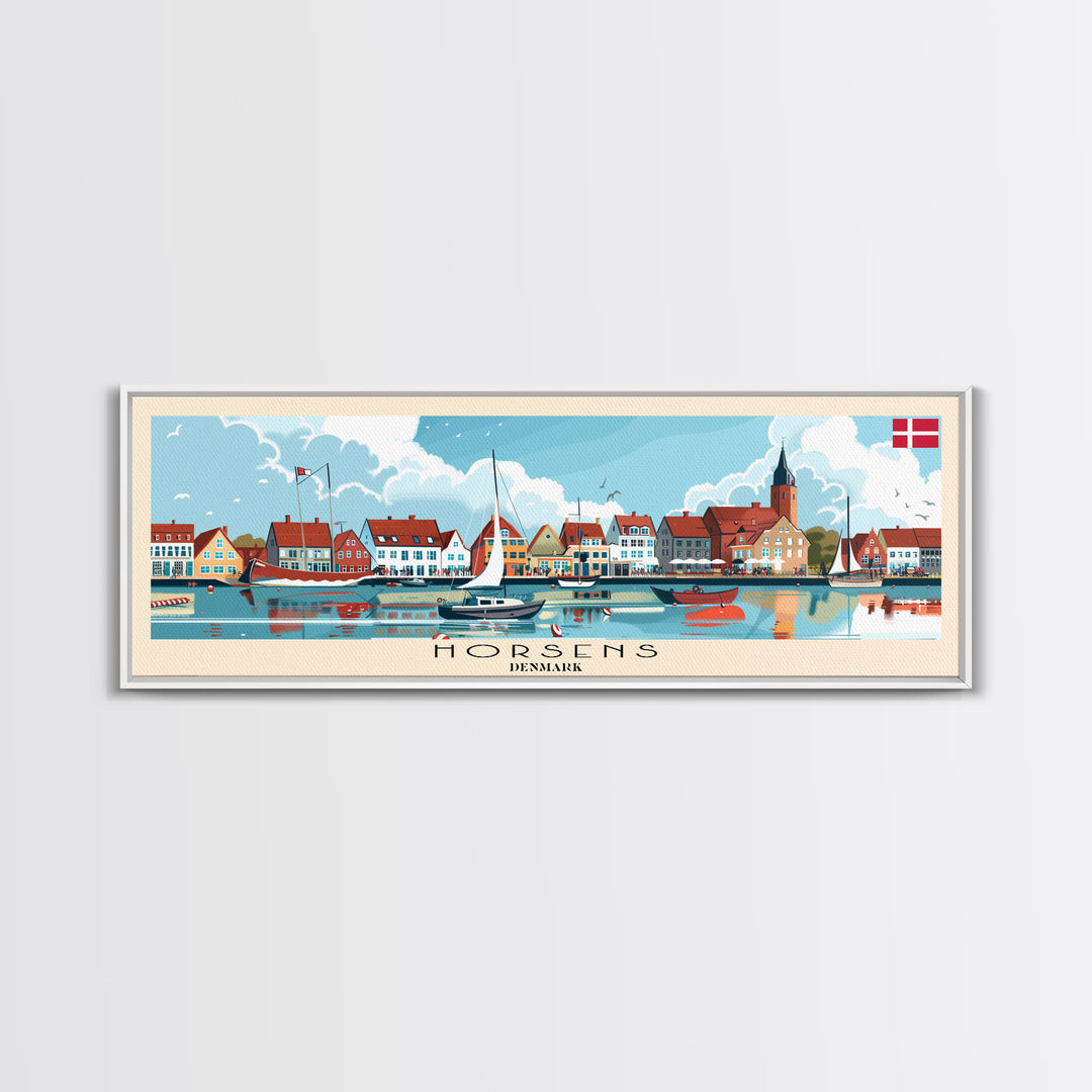 Horsens Denmark Travel Print Wall Art, Panoramic City Art, Travel Art, Wall Decor, Vacation Gift, Framed Canvas Print Or Metal Art