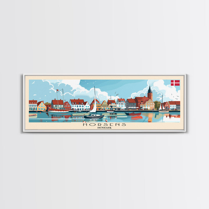 Horsens Denmark Travel Print Wall Art, Panoramic City Art, Travel Art, Wall Decor, Vacation Gift, Framed Canvas Print Or Metal Art