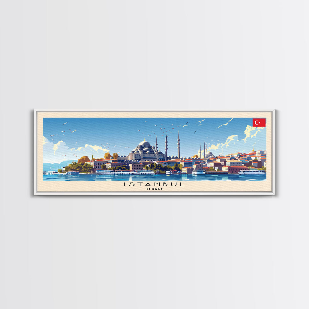 Istanbul Turkey Travel Print Wall Art, Panoramic City Art, Travel Art, Wall Decor, Vacation Gift, Framed Canvas Print Or Metal Art