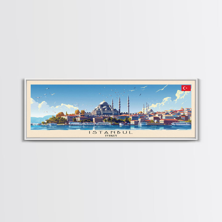 Istanbul Turkey Travel Print Wall Art, Panoramic City Art, Travel Art, Wall Decor, Vacation Gift, Framed Canvas Print Or Metal Art