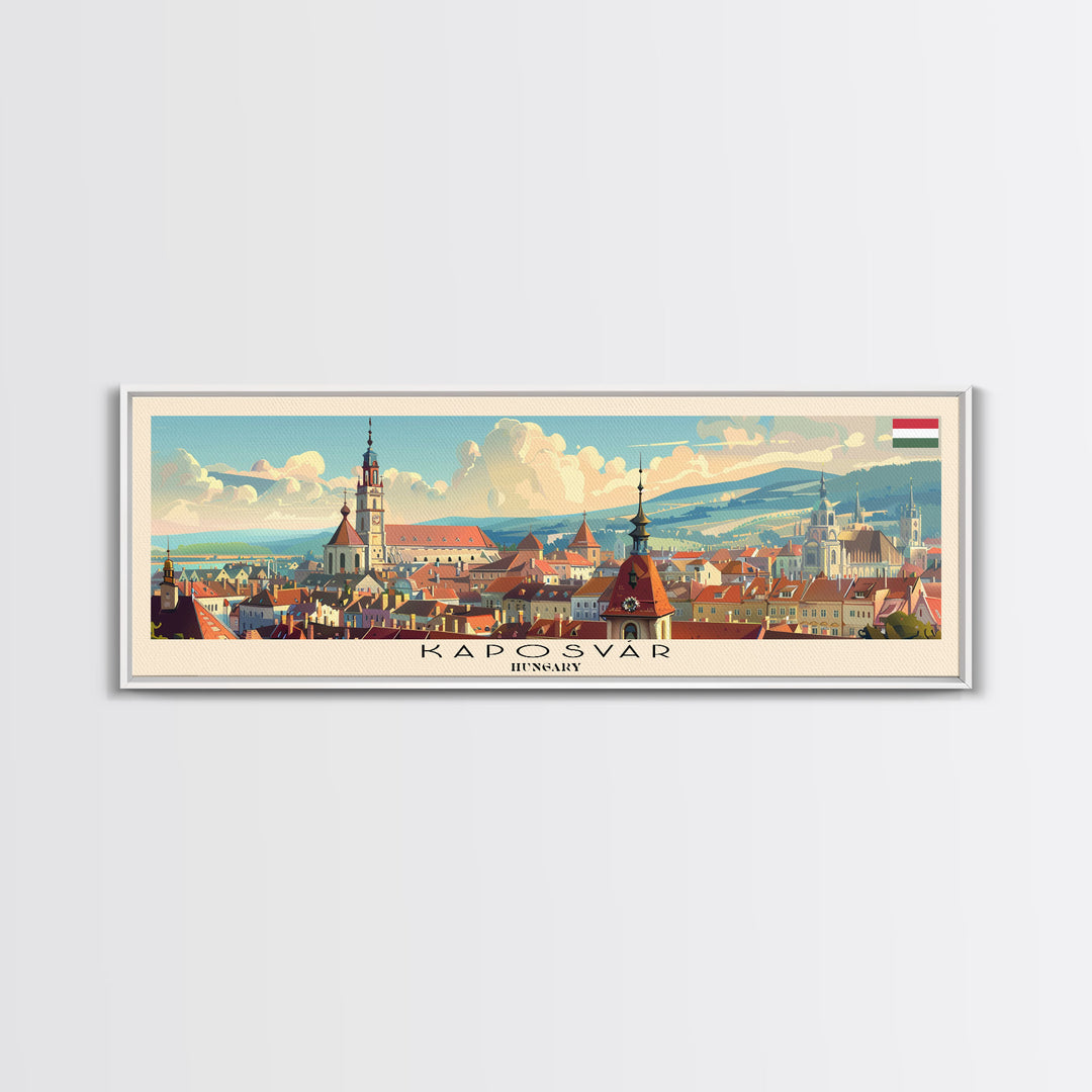 Kaposvar Hungary Travel Print Wall Art, Panoramic City Art, Travel Art, Wall Decor, Vacation Gift, Framed Canvas Print Or Metal Art