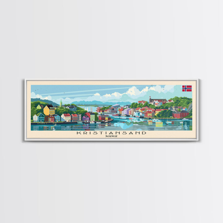 Kristiansand Norway Wall Art, Panoramic Travel Poster, Panoramic Framed Canvas Print, City Wall Art, Wall Hanging Home Decor, Travel Art