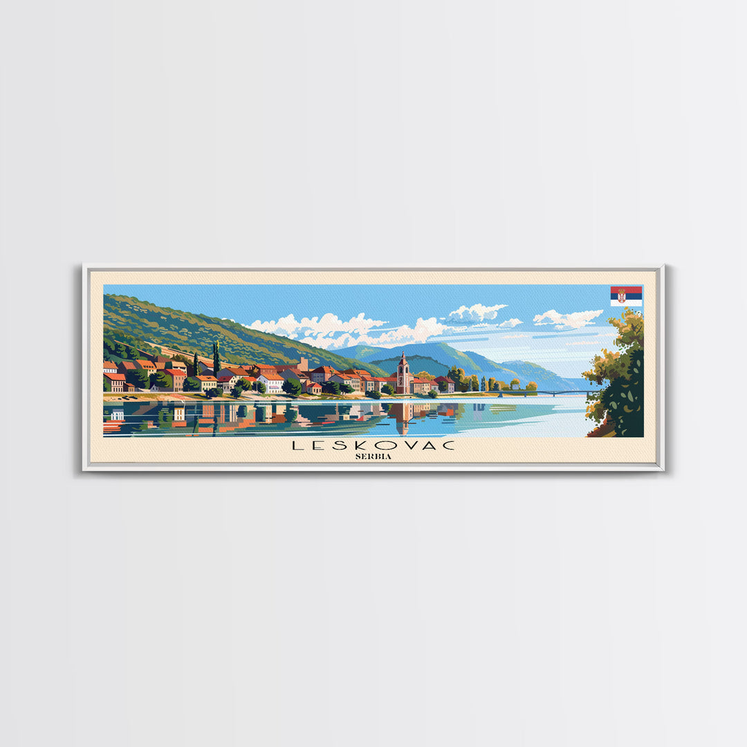 Leskovac Serbia Wall Art, Panoramic Travel Poster, Panoramic Framed Canvas Print, City Wall Art, Wall Hanging Home Decor, Travel Art