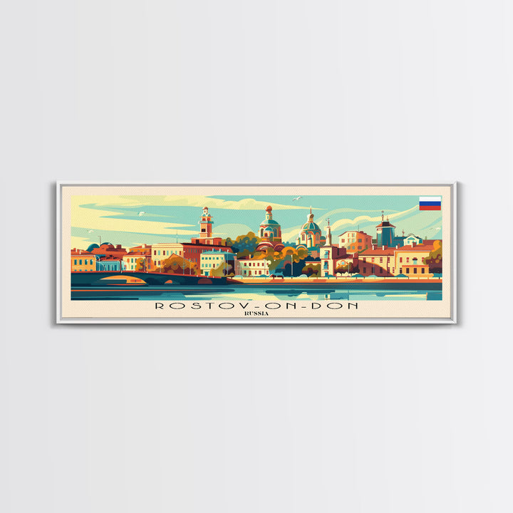 Rostov on Don Russia Panoramic Travel Poster, Framed Canvas Print or Metal Wall Art, Travel Art, Home Decor, Panoramic Painting, Midcentury Art