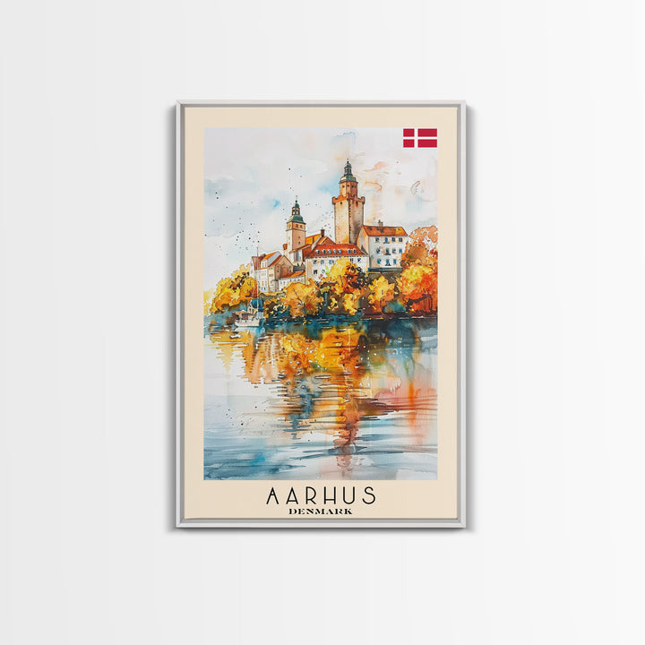 Serene Šabac Serbia Riverside View, Framed Canvas Print, Bedroom Wall Art, Farmhouse Style, Perfect Home Decor