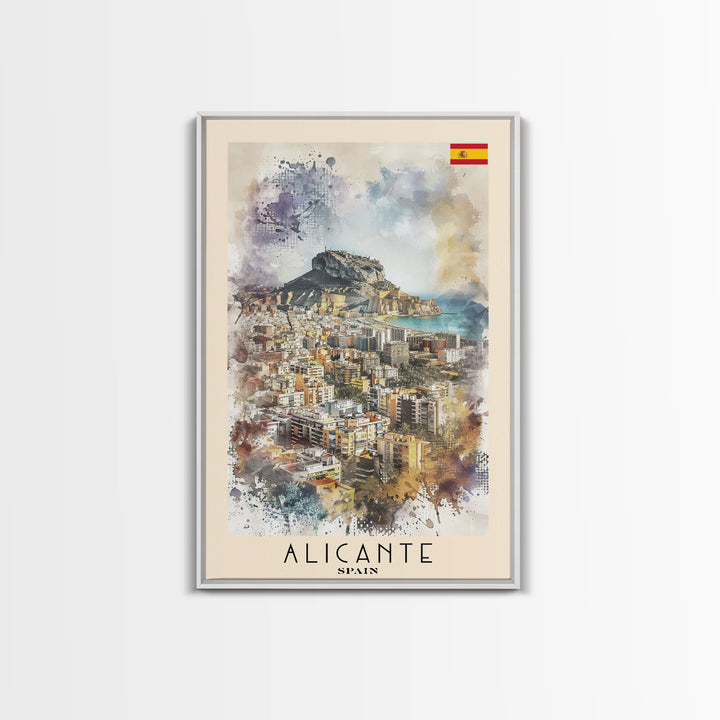 Alicante Spain Coastal City Travel Poster Art, Framed Canvas Print, Stunning Wall Art for Living Room, Bedroom Decor, Home Decoration