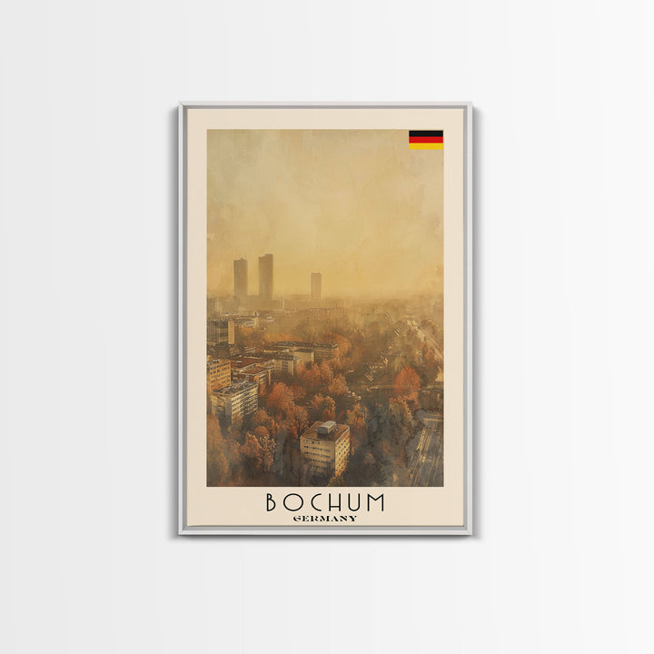 Bochum Germany Travel Poster Framed Canvas Print, Wall Art, Home Decor, Travel Print, Autumn Scene, Modern Art, Original Art