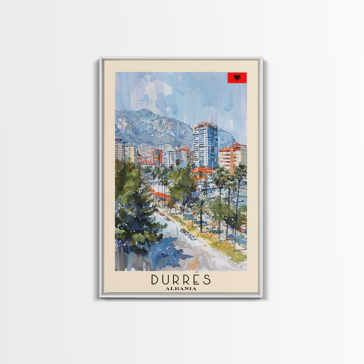Durres, Albania Coastal Framed Canvas Print. Beautiful Wall Art for Living Room or Bedroom, Charming Travel Poster Art.