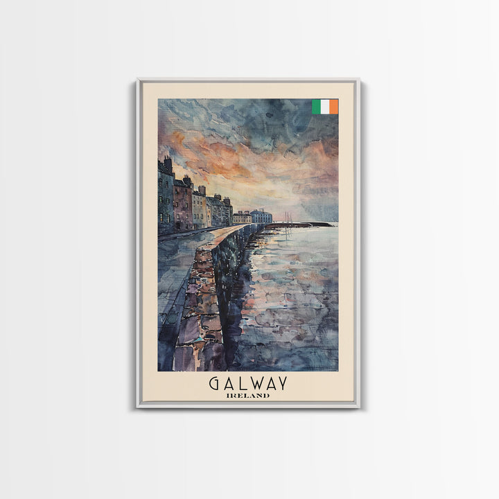Galway, Ireland Travel Poster Art, Framed Canvas Print for Living Room or Bedroom, Coastal Wall Art, Home Decoration