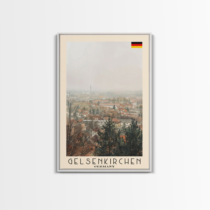 Gelsenkirchen, Germany Travel Poster Art, Framed Canvas Print for Living Room or Bedroom, Urban Wall Art, Home Decoration