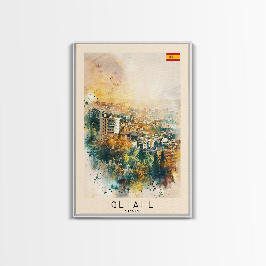 Getafe Spain Skyline Art, Framed Canvas Print, Bedroom Wall Art, Travel Poster Art, Home Decoration, Spanish Art