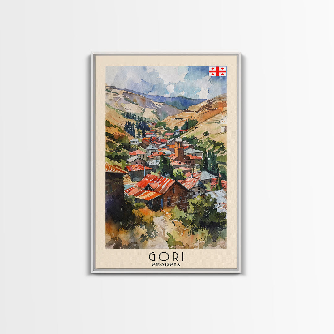 Gori Georgia Cityscape Art, Framed Canvas Print, Bedroom Wall Art, Travel Poster Art, Unique Home Decor
