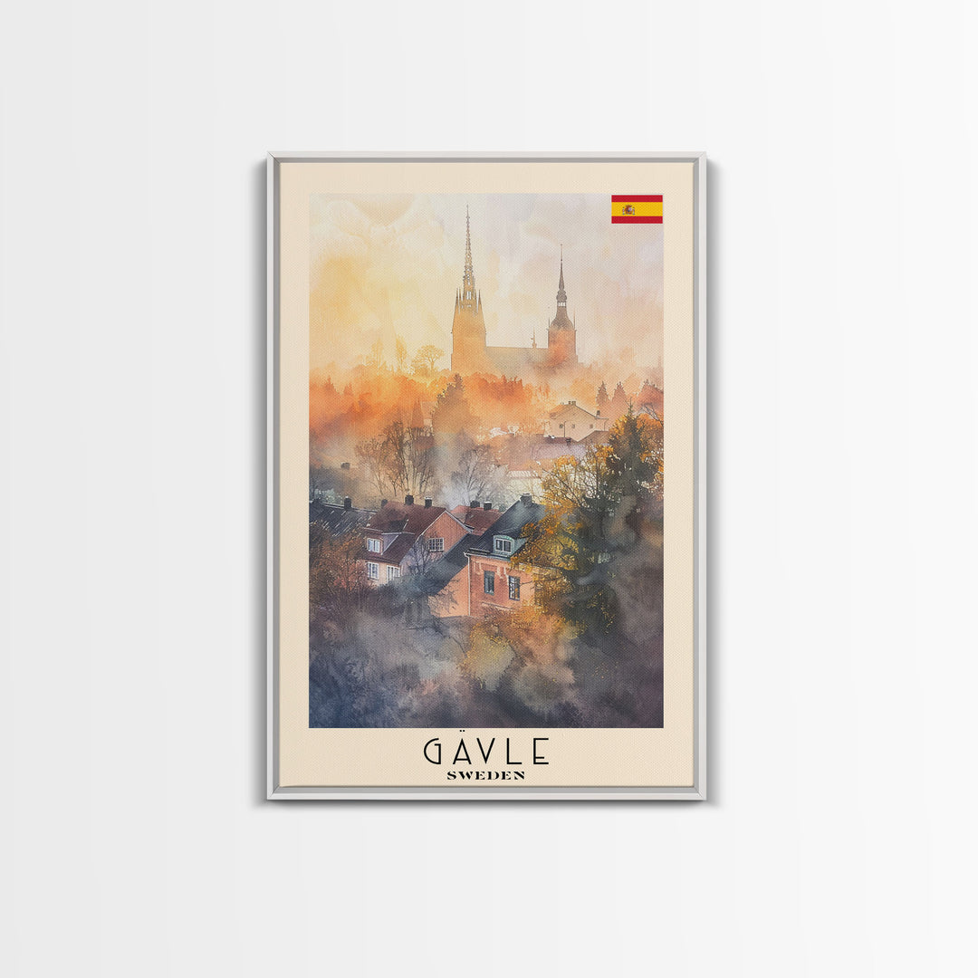 Gävle Sweden Scenic View Art, Framed Canvas Print, Living Room Wall Art, Travel Poster, Home Decor, Swedish Wall Art