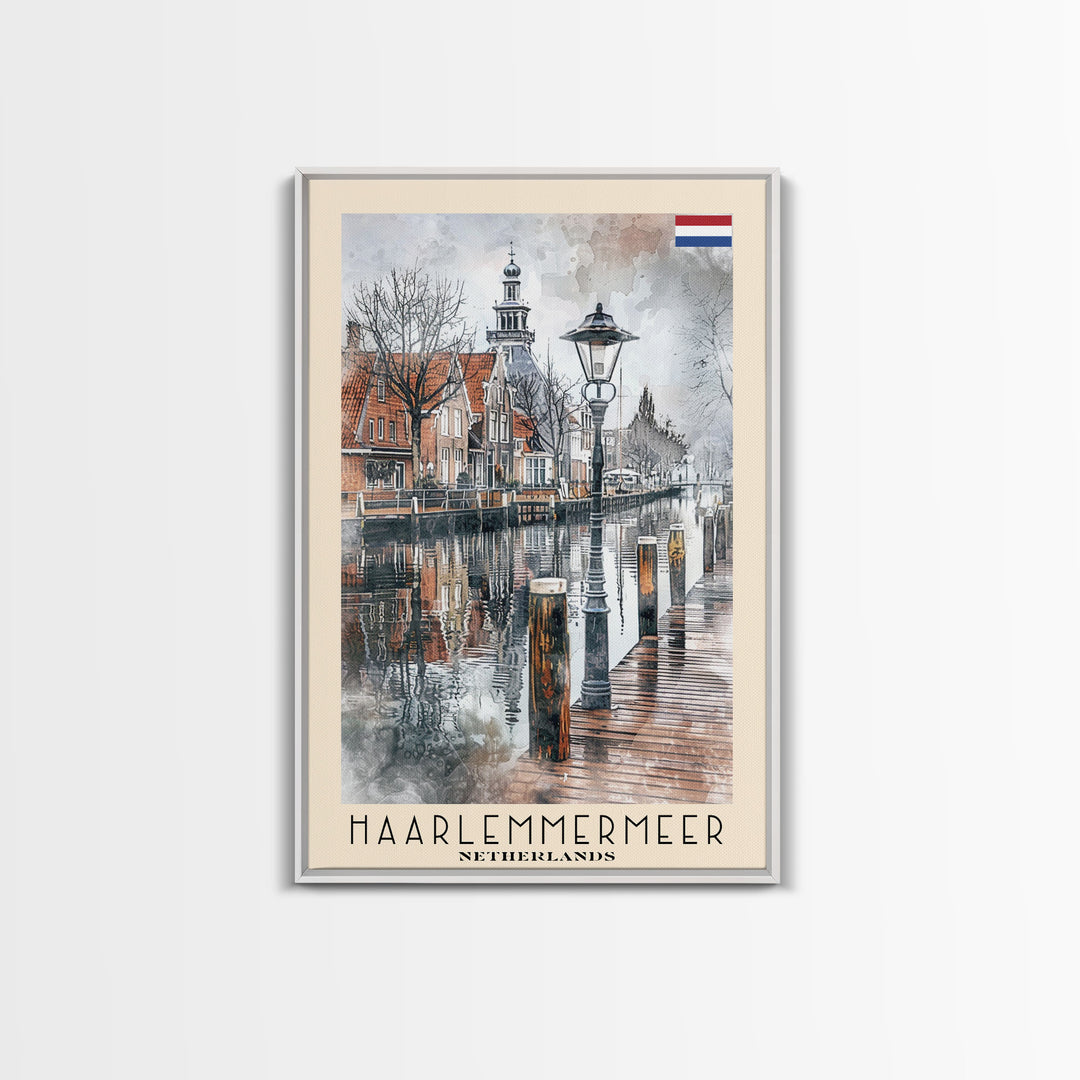 Haarlem Netherlands Historic City Art, Framed Canvas Print, Living Room Wall Art, Travel Poster, Home Decor, Dutch Wall Art