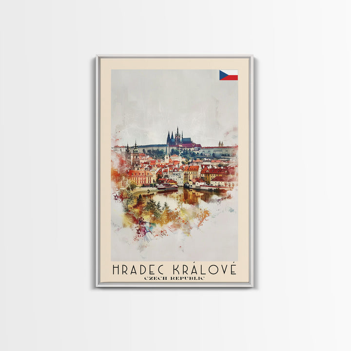 Hradec Krįlové Czech Republic Cityscape Art, Framed Canvas Wall Art, Home Decor, Living Room Decor, Historic Poster, Wall Art, Travel Poster Art