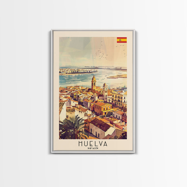 Huelva Spain Cityscape Art Print, Vibrant Sunset Canvas Print for Home Decor, Travel Poster for Living Room Wall Art, Spanish City View